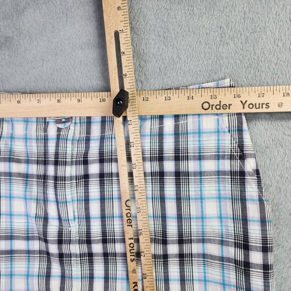 Talbots Skirt Womens Petite 10P Blue Pastel Plaid A Line Stretch Preppy Casual - Picture 7 of 10